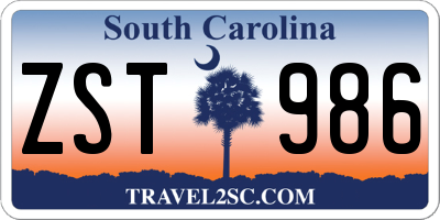 SC license plate ZST986