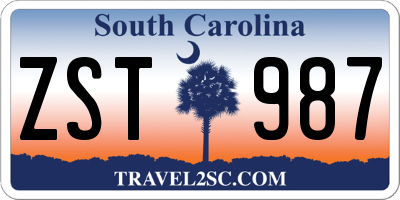 SC license plate ZST987