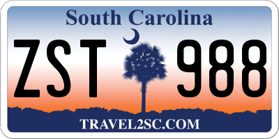 SC license plate ZST988
