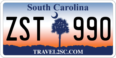 SC license plate ZST990
