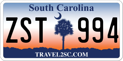 SC license plate ZST994
