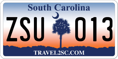 SC license plate ZSU013