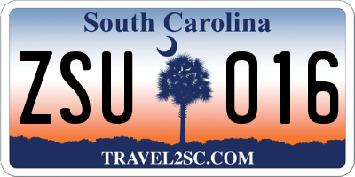 SC license plate ZSU016