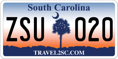 SC license plate ZSU020