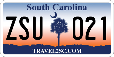 SC license plate ZSU021