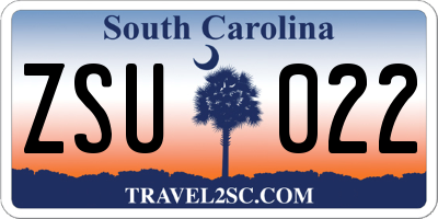 SC license plate ZSU022