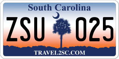 SC license plate ZSU025