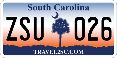 SC license plate ZSU026