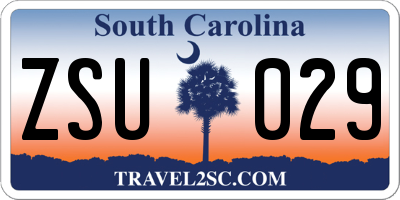 SC license plate ZSU029