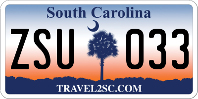 SC license plate ZSU033