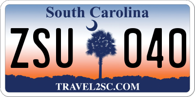 SC license plate ZSU040