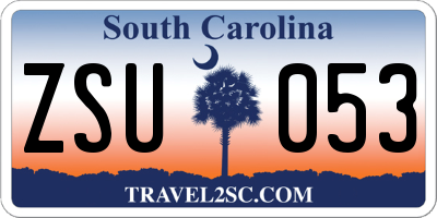 SC license plate ZSU053