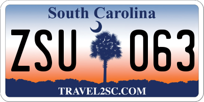SC license plate ZSU063