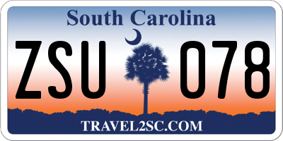 SC license plate ZSU078