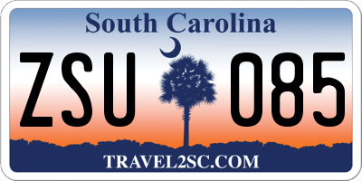SC license plate ZSU085
