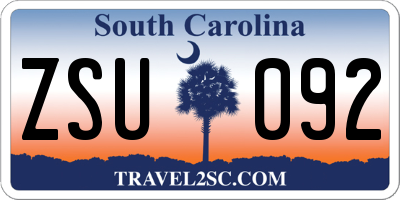 SC license plate ZSU092