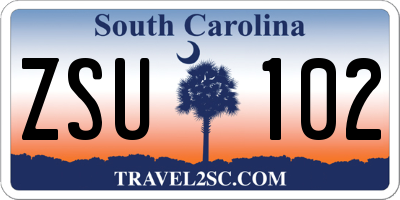 SC license plate ZSU102