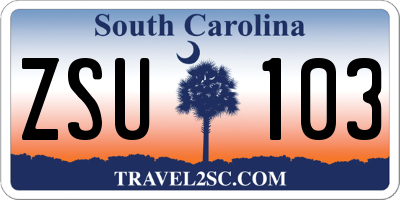 SC license plate ZSU103