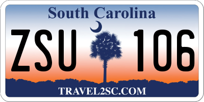 SC license plate ZSU106