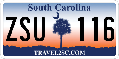 SC license plate ZSU116