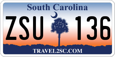 SC license plate ZSU136