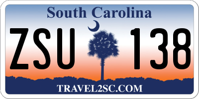 SC license plate ZSU138