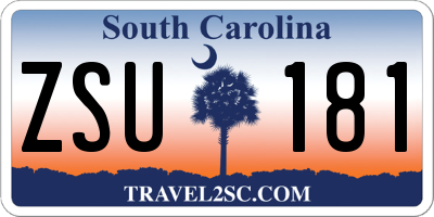 SC license plate ZSU181