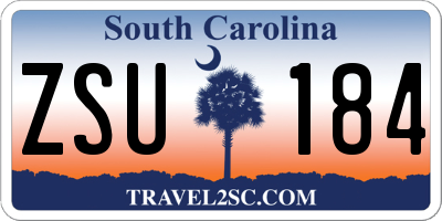 SC license plate ZSU184