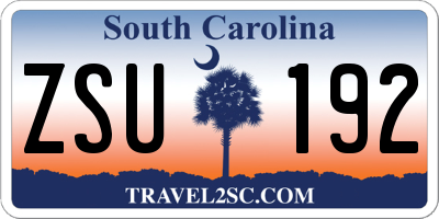 SC license plate ZSU192
