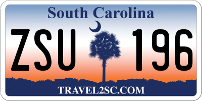 SC license plate ZSU196