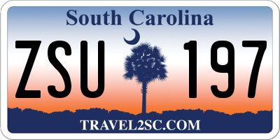 SC license plate ZSU197