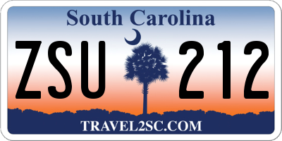 SC license plate ZSU212