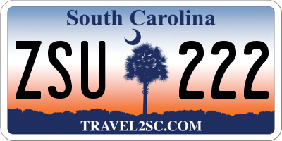 SC license plate ZSU222