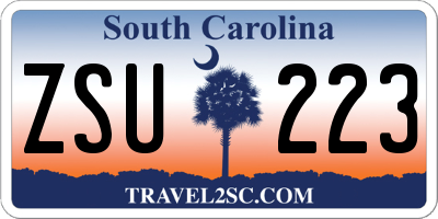 SC license plate ZSU223
