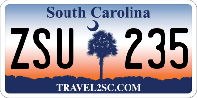 SC license plate ZSU235
