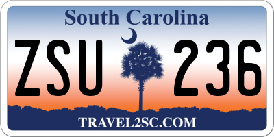 SC license plate ZSU236