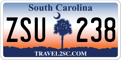 SC license plate ZSU238