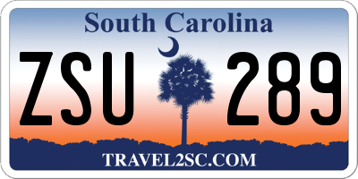 SC license plate ZSU289