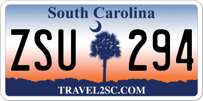 SC license plate ZSU294