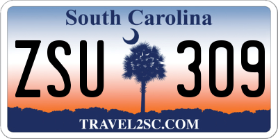 SC license plate ZSU309