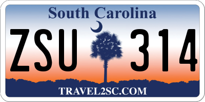 SC license plate ZSU314