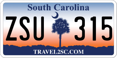 SC license plate ZSU315