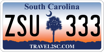 SC license plate ZSU333