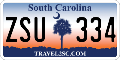 SC license plate ZSU334