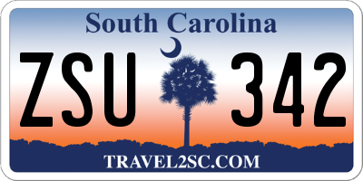 SC license plate ZSU342