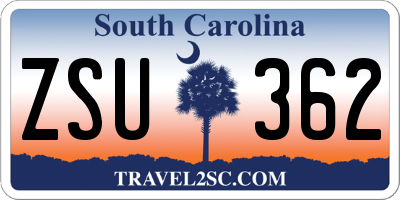 SC license plate ZSU362