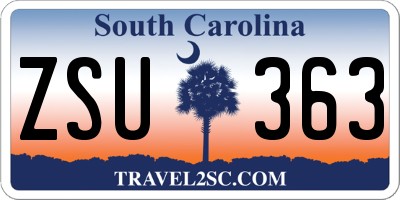 SC license plate ZSU363