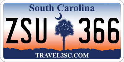 SC license plate ZSU366