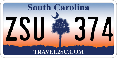SC license plate ZSU374