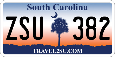 SC license plate ZSU382